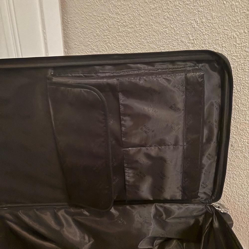 Montblanc Solid Black Leather Rolling Travel Bag - image 8